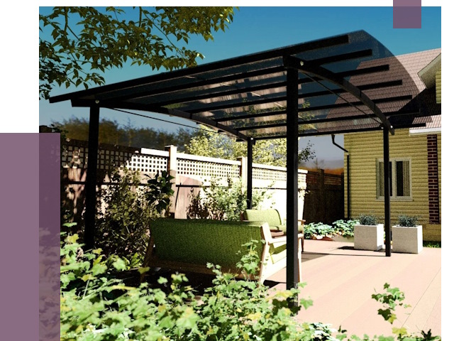 Навесы для террасы в Кизляре от 12955 руб. под ключ | ПРОЛЁТ-Кзр